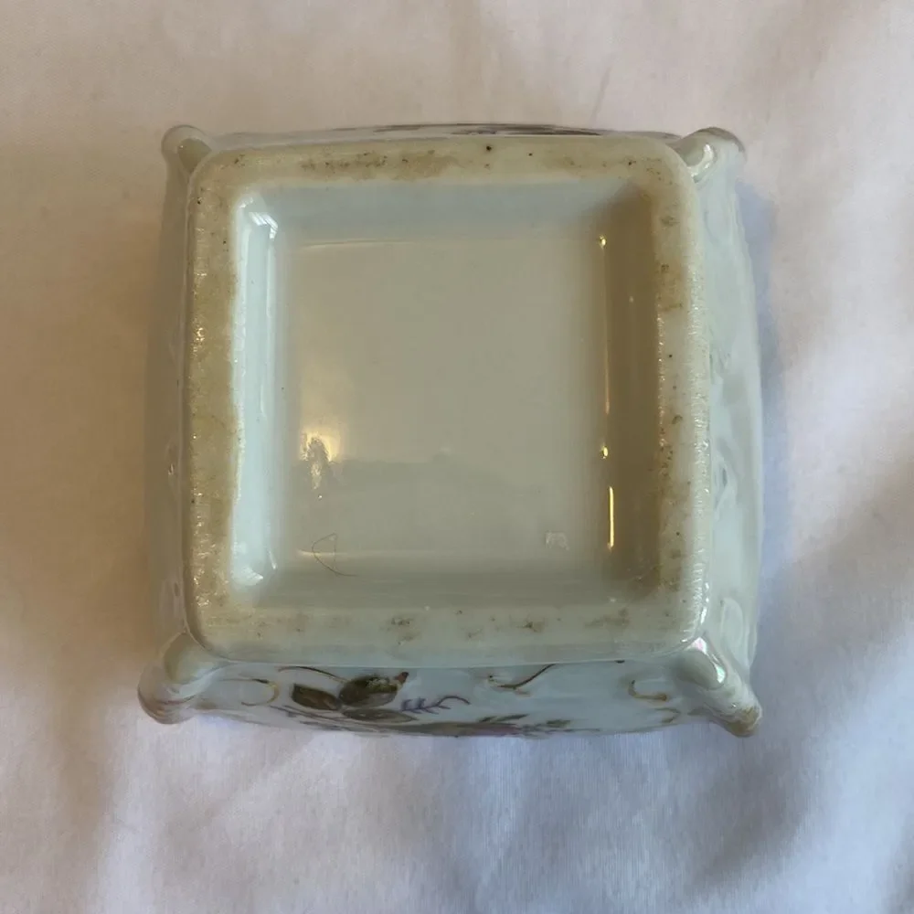 Vintage Victorian Style Floral Porcelain Opalescent Trinket Box